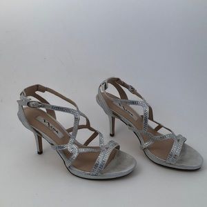 Nina Silver Strap Heels Size 7m